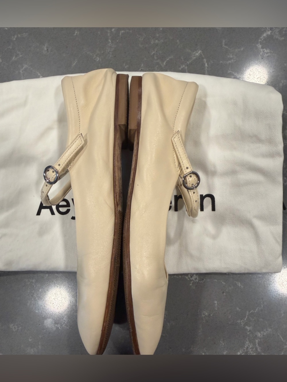 Aeyde Uma Mary-Jane Flats in Creamy Nappa - Picture 7 of 12